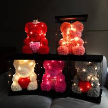 LED Light Valentines Day Gift 25cm Red Rose Teddy Bear Rose Flower Artificial Decoration Christmas Gifts Women Valentines Gift 2024 - buy cheap