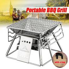 Portable Stainless Steel BBQ Grill Non-stick Surface Folding Barbecue Grill Outdoor Camping Picnic Tool For Outdoor 2024 - buy cheap