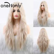 oneNonly Long Ombre Light Blonde Synthetic Wigs Natural Wave Middle Part Wig Cosplay for Women Natural Daily Hair Heat Resistant 2024 - buy cheap