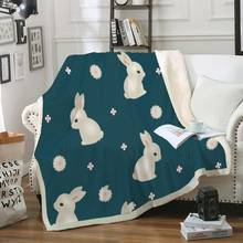 Rabbit BLanket Cute Pet Animals Throw Blanket Blue Soft Cozy Plush Blanket Sherpa Fleece Blanket For Girls Boys Kids Blanket 2024 - buy cheap