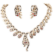Tuliper Pantera leopardo conjunto de joyería, esmalte austriaco de cristal, diamantes de imitación, collar, juego de pendientes para mujeres, joyería de fiesta 2024 - compra barato