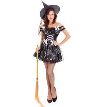 Gothic Sexy Black Rose Pattern Dress Sexy Witch Vampire Costume Women Masquerade Party Halloween Cosplay Costume 2024 - buy cheap