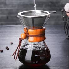 400ml 600ml 800ml coffee pot espresso machine tea coffee kettle set two piece stainless steel filter pot glass pot coffee tools 2024 - buy cheap