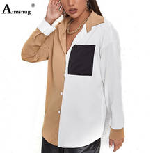 Aimsnug Women Elegant Leisure Casual Shirt Blouse New Patchwork Long Sleeve 2021 Summer Top Clothing Ladies blusas Shirt Femme 2024 - buy cheap