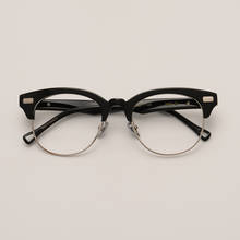 Zerosun Acetate Eyeglasses Frames Male Semi Rimless Oval Glasses Men Vintage Nerd Spectacles for Myopia Optical Prescription 2024 - buy cheap