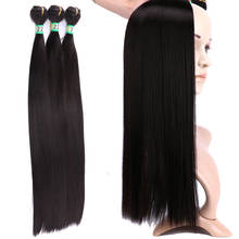 Angie sintético sedoso cabelo reto pacotes extensões de cabelo 14-30 polegadas 3 peças/lote tecer cabelo sintético para preto 2024 - compre barato