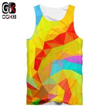 OGKB Summer Man Trend Large Size Leisure 5XL 6XL 3D Printed Diamond Loose Colored New TankTop Men's Tank Top Best Selling 2024 - buy cheap