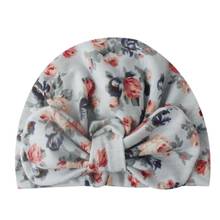 New Arrival Baby Girl Turban Hat With Big Bow Infants Flower Print Caps For Baby Girls Elastic Headwear Clothing Accessories 2024 - buy cheap