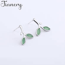 JIANERY-Pendientes de hoja de ópalo para mujer, aretes de Color plateado, regalos para niñas 2024 - compra barato