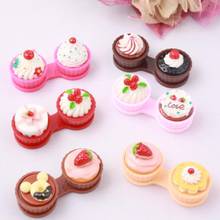 New Fashion Travel Cute Cartoon Cake Cream Shape Contact Lens Case Box Set Container Holder Contact Lenses Colors Eye Contacts 2024 - buy cheap