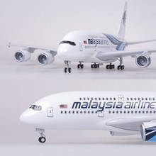 1/160 Scale 50.5CM Airplane Airbus 380 A380 Malaysia Airline Model W Light and Wheel Diecast Plastic Resin Plane For Collection 2024 - buy cheap