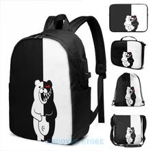 Monokuma con estampado gráfico de Danganronpa para hombre y mujer, mochila escolar con carga USB, bolso de viaje para ordenador portátil 2024 - compra barato