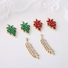 6pcs korean style women Copper Zircon earrings for Female Leaf Wheat Ear Fish Tail Moon Flower Pendant DIY Necklace Material 2024 - buy cheap