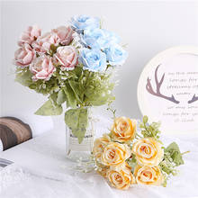 7 Roses Bunch Simulation Artificial Flower Vase Wedding Decoration Bouquet DIY Valentine's Day Home Party Christmas Decoration 2024 - buy cheap