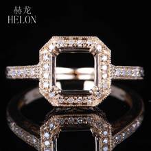 HELON-anillo de compromiso de 7x7MM y diamante Natural, anillo de compromiso de 7MM, redondo, sólido, 10k, Amarillo/Blanco/oro rosa pavé, joyería Vintage 2024 - compra barato