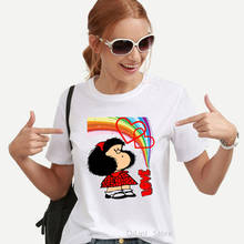 Kawaii Funny Mafalda Graphic Print T-shirt Women Harajuku Aesthetic Clothes White Tops Tshirt 2021 fashion Casual Female T Shirt 2024 - buy cheap