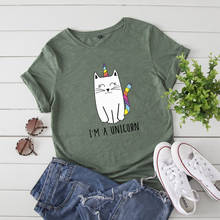 100% Cotton Summer Clothes for Women T-shirts I Am A Unicorn Print T Shirt Short Sleeve Female Top Graphic Tees 2024 - buy cheap