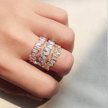 Female Elegant Ring Color T-Square Zircon Opening Adjustable Ring Wild Accessories For Women Trendy Jewelry,Gifts For Girl 1PC 2024 - buy cheap
