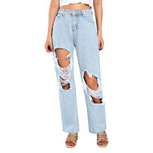 Women Jeans Ripped High Waist Hollow Out Trousers Straight-Leg Y2K Pants Streetwear Korean Fashion Baggy Jeans XS/S/M/L 2024 - buy cheap