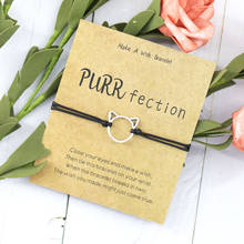 Purrfection pulseira de gato com pingente de desejos, joia de gato e animal, para mulheres e homens, bracelete de melhor amigo para amantes de gatos, presente para animais de estimação 2024 - compre barato