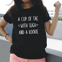 Чашечкой чая с сахаром и печенье футболка Женские топы Летняя мода Harajuku футболка Femme размера плюс Camisetas Mujer 2024 - купить недорого