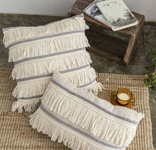 Beige Grey Tassels Cushion Cover Grey Embroidery Linen Cotton Pillow Cover 45x45cm/30x50cm For Sofa Car Home Decoration 2024 - buy cheap