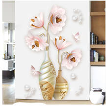 Pegatina de jarrón exquisito para pared, pinturas de flores 3D para sala de estar, calcomanías de pared del dormitorio, carteles e impresiones, 70x105cm 2024 - compra barato