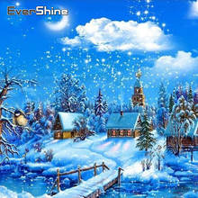 Evershine 5d pintura de diamante paisagem de inverno bordado de diamante paisagem da neve completo quadrado mosaico de diamante ponto de cruz de cristal 2024 - compre barato