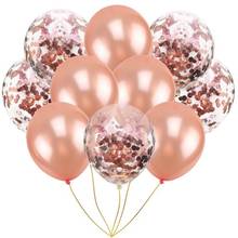 Balão de látex em ouro rosado de 10 polegadas, balão rosa de ouro confete para decoração de aniversário e casamento, suprimentos para festa, globos 2024 - compre barato