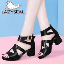 LazySeal Summer Gladiator Peep Toe Cross-tied Women Sandals Square Heels Shoes Sexy Women Heeled Sandals Lady Shoes 2024 - buy cheap