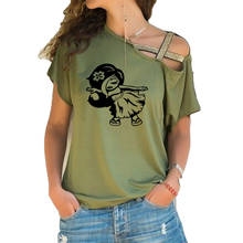 Женская футболка для танцев, гавайская графическая футболка с коротким рукавом, женская модная новая футболка для девочек, Асимметричная футболка с перекрестной повязкой, топы 2024 - купить недорого