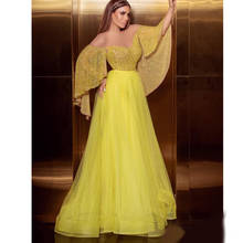 Sexy Sparkly Yellow Evening Dresses Off Shoulder A Line Formal Party Prom Gowns Custom Made Ogstuff Vestidos 2024 - buy cheap