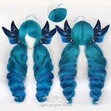 Парик для косплея игры LOL Gwen смешанные синие длинные градиентные термостойкие синтетические волосы парик + бесплатная шапочка для парика 2024 - купить недорого