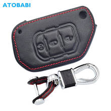 Leather Car Key Case 3 Buttons Folding Keychain Holder Remote Control Fobs Protector Cover For Jeep Gladiator Wrangler 2019 2020 2024 - buy cheap