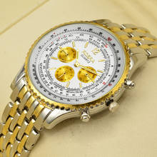 Relógio masculino clássico de aço inoxidável, relógio de pulso goldlente de quartzo, relógio masculino 2024 - compre barato