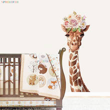 Babysitter Giraffe Wall Stickers Home Decor Living Room Bedroom Flowered Giraffe Stickers Mural Vinyl Decals 2024 - buy cheap