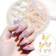 1Box New Fashion 3D Alloy Nail Art Decor Glitter Butterfly Flakes Studs Gold Silver Metal Decals Slices Nail Jewelry Accessories 2024 - buy cheap