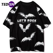 Camiseta holgada con estampado de murciélago para hombre, ropa de calle de moda, Hip-Hop, Harajuku, de manga corta, Tops informales de algodón 2021 2024 - compra barato