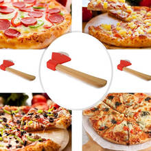 Cortador de pizza aço inoxidável pizza única roda ferramentas corte criativo machado forma madeira lidar com lâmina rotativa waffle bolo ferramenta corte 2024 - compre barato