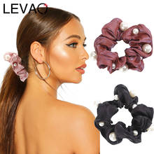 Levao Pearl Scrunchies Hair Bow Rope Large Rubber Bands for Women Leopard Solid Elastic Hair Bands Ponytail Hair Accessories 2024 - buy cheap
