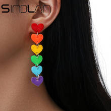 Sindlan-pendientes largos con forma de corazón para mujer, aretes largos con múltiples capas de Color arcoíris, estilo bohemio, accesorios de joyería para las orejas, 1 par 2024 - compra barato