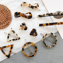 Simple style versatile hair clips Vintage leopard print bow Hair Clips Geometric Round Triangle Barrettes Girls Hair Acccessorie 2024 - buy cheap