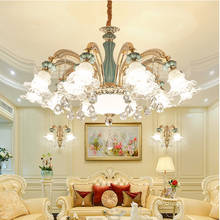 Lustre europeu de cerâmica, para sala de estar, atmosfera simples, luz de cristal, lâmpada de luxo para sala de jantar e quarto, luzes de liga de zinco 2024 - compre barato