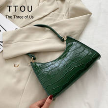 Crocodile Pattern Shoulder Bag For Women PU Leather Armpit Bag Baguette Shape Bag Casual Female Handbag Crossbody Messenger Tote 2024 - buy cheap