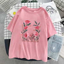 De manga corta de verano ratón roba néctar Floral Flor de moda camiseta de mujer T camisa mujeres gráfico camiseta Mujer 2024 - compra barato