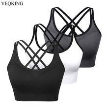 VEQKING-sujetadores deportivos con espalda cruzada para mujer, Sujetador deportivo transpirable de realce para Fitness, Yoga, talla grande, S-2XL, correr, gimnasio, entrenamiento 2024 - compra barato