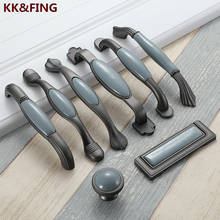 KK & FING-perilla cerámica para gabinete, tiradores de armario de aleación de Zinc, herrajes para muebles, color azul europeo 2024 - compra barato
