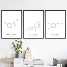 Molecule Serotonin Wall Art Canvas Poster Print Oxytocin & Dopamine Painting Molecular Structure Picture Chemistry Science Decor 2024 - buy cheap