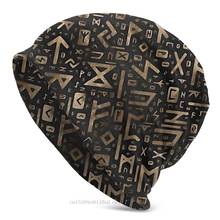 Gorro de punto para hombre y mujer, gorro con estampado de Elder runas, Futhark, para exteriores, vikingos, gorros de tela, novedad 2024 - compra barato