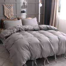 Solid White Khaki Color Bedding Set Washed Cotton Duvet Cover Natural Modern Style Easy Care Bedding Set King Queen 2024 - buy cheap